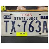 1992 Texas State Judge License Plate