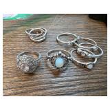 Silver-Tone Rings with Gemstone Accents