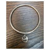 Coach Silver-Tone Bangle Bracelet with Charm