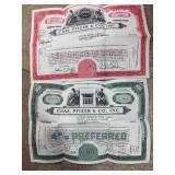 Two Chas. Pfizer & Co., Inc. Stock Certificates