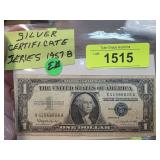Series 1957 B Silver Certificate One Dollar Note