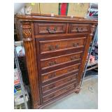 Ornate Wooden 7-Drawer Tall Chest of Drawers