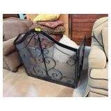 Black Metal Folding Fireplace Screen