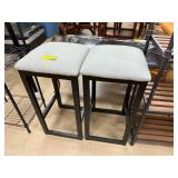 Two Gray Fabric Padded Bar Stools