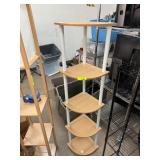 Five-Tier Corner Shelf Unit with Wood Finish