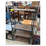 Industrial-Style Metal and Wood 3-Tier Shelf Unit