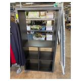 Black Wooden Shelving Unit with Six Cubby Compartm