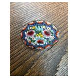 Italian Micro Mosaic Floral Brooch