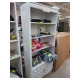 White Wooden Bookshelf with Cabinet Storage