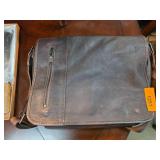 Brown Leather Messenger Bag With Zipper Pockets