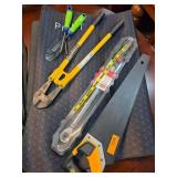 Hand Tools Including Saw, Bolt Cutters, and Garden