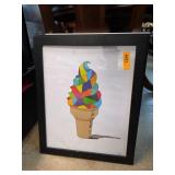 Four Framed Abstract Multicolored Art Prints