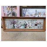Framed Horizontal Floral Print with Wood Frame