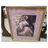 Framed Print With Pink Mat and Ornate Gold-Tone Fr