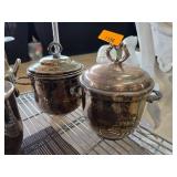 2pc Lidded Silver-Plated Serving Pots With Handles