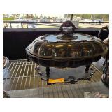 Silver-Plated Covered Serving Dish With Ornate Han
