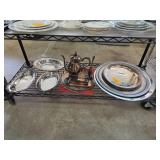 Silver-Plated Serving Pieces Including Tea Set, Tr