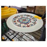 Hand-Painted Ceramic Cake Stand with Floral Design