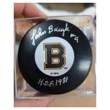 John Bucyk Signed Boston Bruins NHL Hockey Puck wi