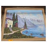 Framed Oil Painting of Lakeside Landscape by Stein