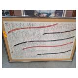 Framed Modern Abstract Artwork Featuring Script an