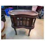 Kidney-Shaped Wooden Display Cabinet with Lift-Top