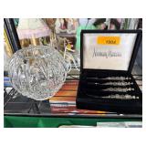 Crystal Vase and Neiman Marcus Cheese Fork Set