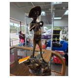 Bronze Sculpture of Boy Standing on Rock with Hat