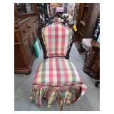 Victorian-Style Upholstered Chair with Carved Wood