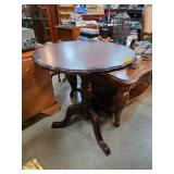 Ornate Round Wooden Pedestal Side Table