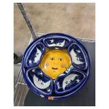 Hand-Painted Ceramic Divided Serving Tray Set with