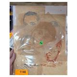 Vintage Hand-Drawn Portraits on Brown Paper