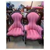 2pc Matched Victorian-Style Upholstered Balloon Ba