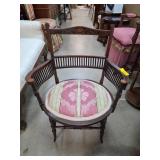 Wooden Accent Chair with Spindle Back and Upholste