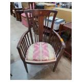 Wooden Armchair with Inlaid Backrest and Upholster