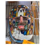 Hand-Painted Pottery Mask Featuring Cultural Scene