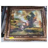 Framed Landscape Oil Painting on Canvas