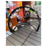 Black Half-Moon Tambourine with Metal Jingles and
