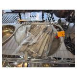 Set of Silver-Plated Flatware in Metal Basket