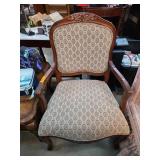 Wood-Framed Armchair with Patterned Upholstery