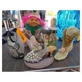 Miniature Shoes and Troll Doll with Vibrant Hair