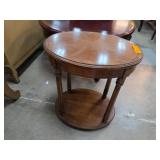 Two-Tier Mahogany Side Table with Turned Legs