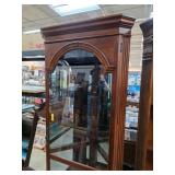 Wood and Glass Display Case with 4 Shelves and Lig