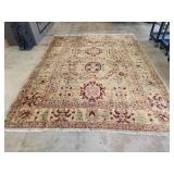 Hand-Knotted Wool Area Rug with Floral Motifs and