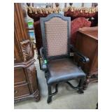 Wooden Armchair with Upholstered Back and Seat
