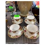 Four Royal Albert Old Country Roses Teacups with S