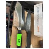 Two Kitchen Knives Including Hollow-Edge Santoku K