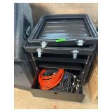 Rolling Equipment Rack with Assorted Audio Cables