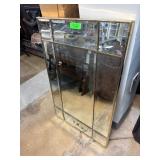 Framed Rectangular Wall Mirror with Gold-Toned Det