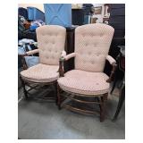 Wooden Armchairs with Upholstered Seats and Rush W